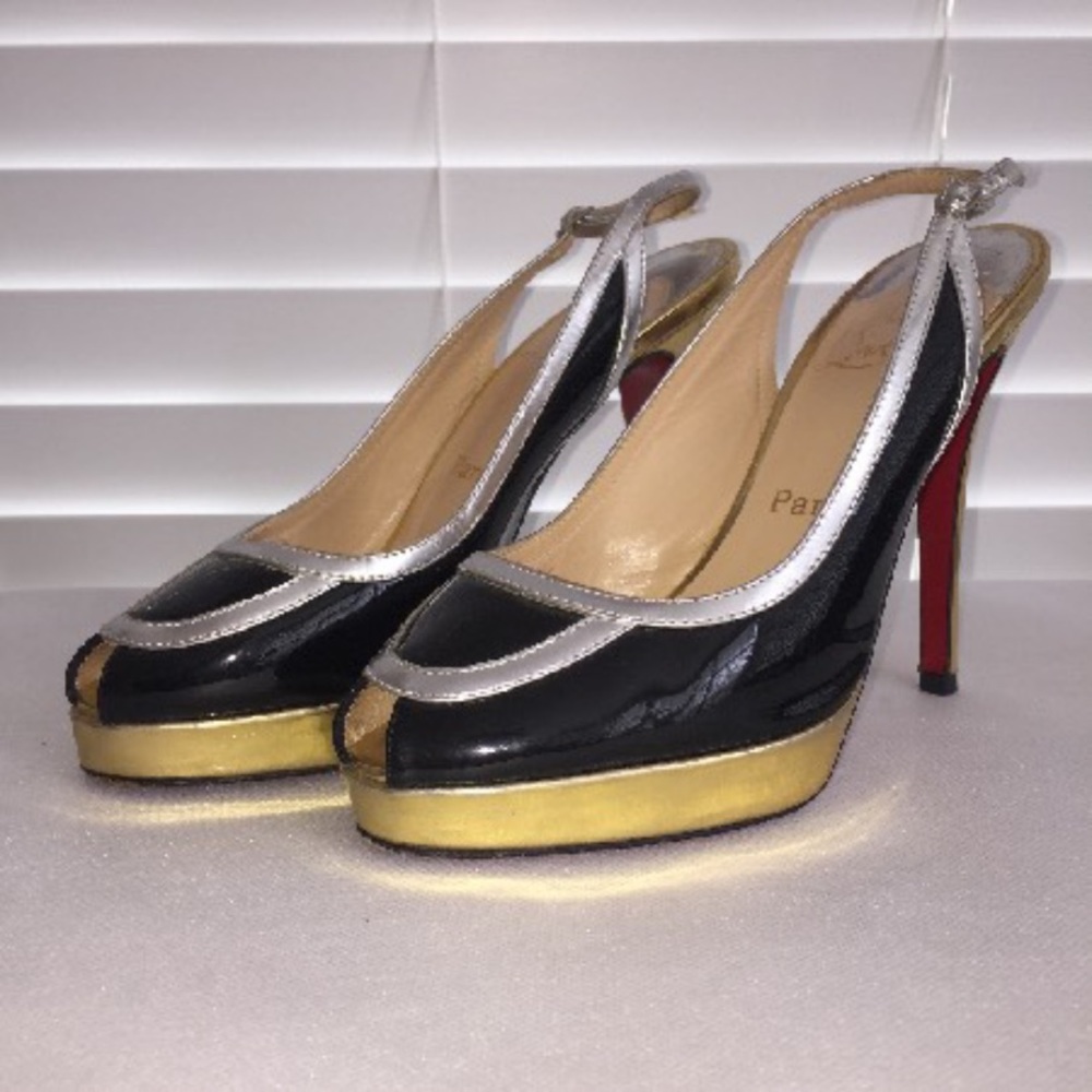 Christian Louboutin - Peep-toe slingback pumps US 7 | IT 37